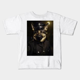 german shepard as police officer Kids T-Shirt